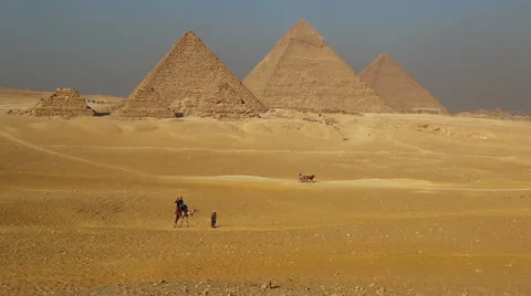 Great pyramids at Giza Cairo in Egypt Stock Footage