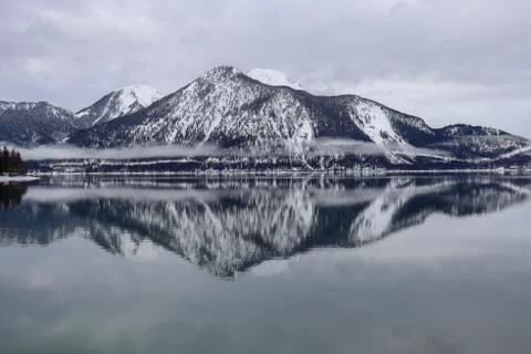 A great reflection of a Mountain in a Lake Stock Photos