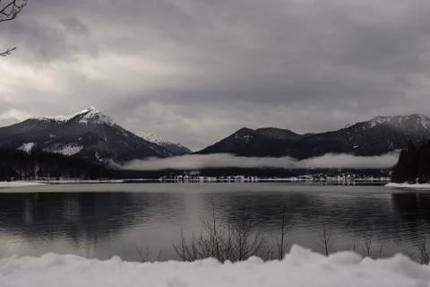 A great reflection of a Mountain in a Lake Stock Photos