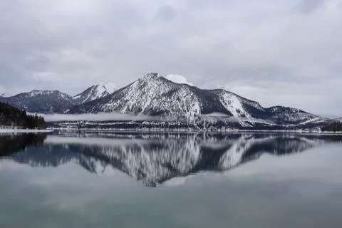 A great reflection of a Mountain in a Lake Stock Photos