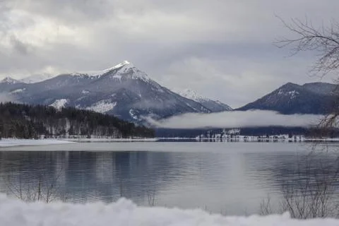 A great reflection of a Mountain in a Lake Stock Photos