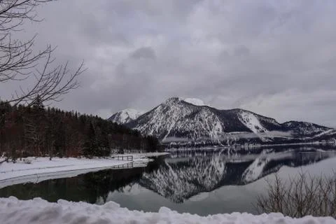 A great reflection of a Mountain in a Lake Stock Photos