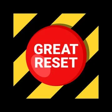 Great reset - red button with text. Radical change, transition, transformatio Stock Illustration