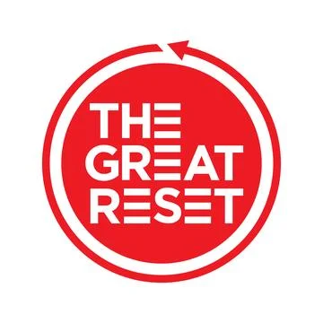 The great reset red circle arrow vector logo Stock Illustration