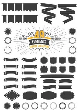 Great for retro Premium design elements. Frames and ribbons Designers Collection Stock Illustration