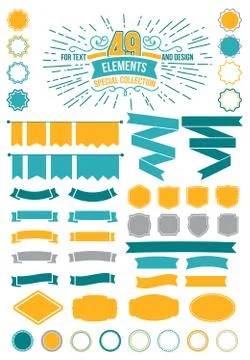 Great for retro Premium design elements. Frames and ribbons Designers Collection Stock Illustration