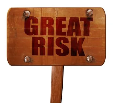 Great risk, 3D rendering, text on wooden sign Stock-Illustration
