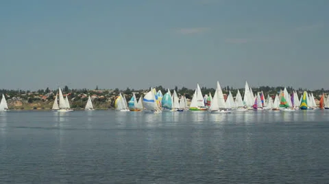Great sailing regatta Stock Footage 25078846