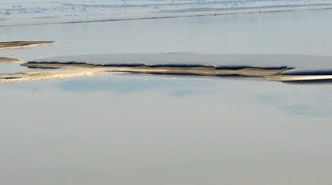 Great Salt Lake Sandbar off Antelope Island Stock Footage