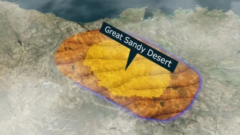 Great Sandy Desert Map - Clouds Effect Video stock 267413651