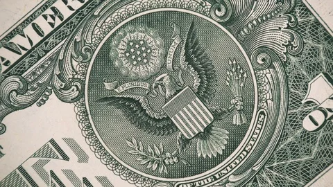 Great seal on 1 US dollar bill rotating, US money close up. 4K UHD video footage Stock Footage 99189952