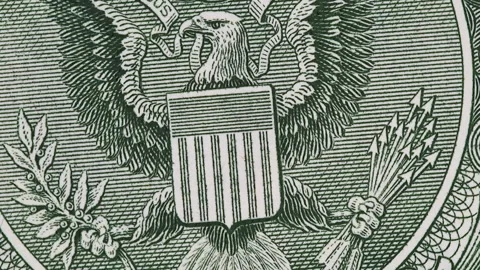 Great seal on 1 US dollar bill slow rotating, bald eagle Stock-Footage 101420647