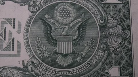 The great seal on the back of a 1 U.S. Dollar bill. The banknote moves and pans Stock Footage 314721183