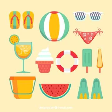 Great set of decorative summer elements 库存插图