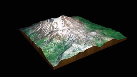 Great Sitkin Volcano terrain map 3D rend... | Stock Video | Pond5