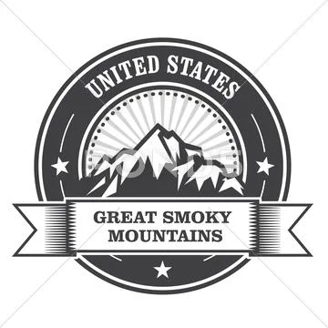 Great Smoky Mountains stamp label with ribbon Graphic 65192705