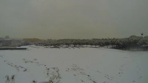 A great snowfall in Sabadell Stock Footage 103474328