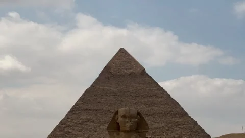 Great Sphinx and Khafre Pyramid Panoramic View Giza Stock Footage 332409499
