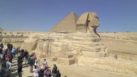 Great Sphinx of Giza, one of the most famous landmarks of ancient Egypt Stock Footage 125586542