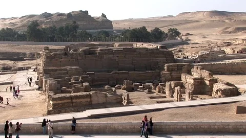 The Great Sphinx of Giza with the sphinx Temple pan Stock Footage 71626153