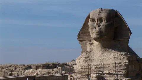 The Great Sphinx of Giza in tilt up Stock Footage