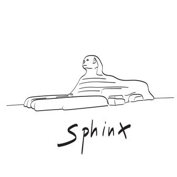 Great Sphinx illustration vector isolated on white background line art. Stock Illustration