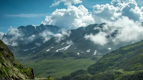 Great St Bernard Pass Alps Switzerland Mountains Snow Peaks Ski Timelapse Vidéo 71730787