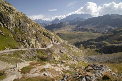 Great st bernard pass mountain road in aosta valley Stock Photos
