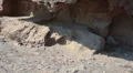 A great stone cutted from native rock on seaside of Mediterranean, Cyprus HD Footage