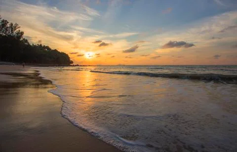 Great sunset at the beach Stock Photos
