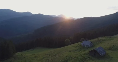 Great sunset in the Carpathians Stock Footage 87909316