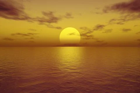 A great sunset over the ocean 3d illustration イラスト素材