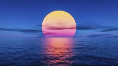 A great sunset over the ocean 3d illustration イラスト素材