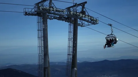 Great support in the ski resort. 4k. Russia, Tashtagol, Sheregesh, 4 December Stock Footage 70913701