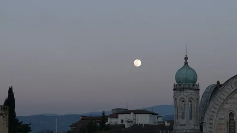 Great Synagogue of Florence and the full moon  detail Stock-Footage 127928610