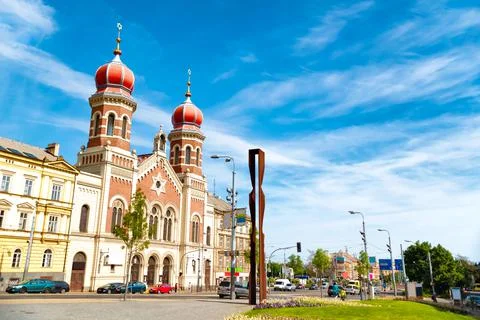 The Great Synagogue in Plzen, the largest synagogue in the Czech Republic Stock Photos