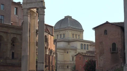 Great Synagogue rises in Rome Italy, prominent Jewish landmark - Synagogue Dome Stock Footage 339815459