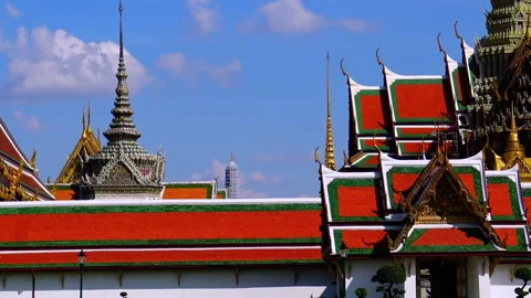 Great temple structure inside Royal Palace in Bangkok, Thailand. Video stock 141150159