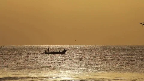 Great three-masted Sailing ship silhouette, Pirates Stockbeeldmateriaal 84800595