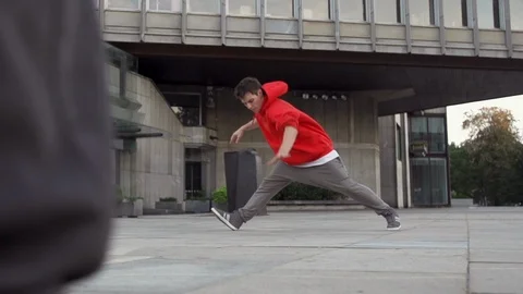Great Video Of The Break Dancer Spinning On The Floor Stock Footage 87709477
