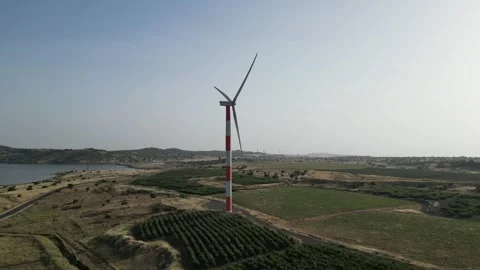 Great video with wind generator green electricity Stock Footage 244047414