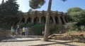 Great view of the arcades of stone columns in Park Guell, Barcelona 4k or 4k+ Resolution