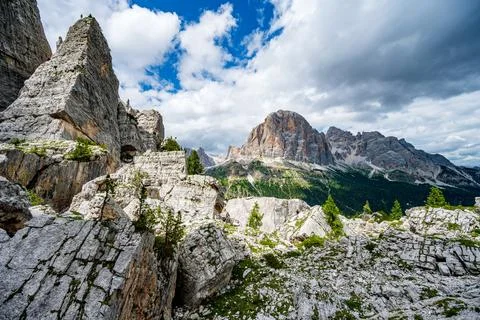 A great view besides Cinque Torri to the Dolomites Stock Photos