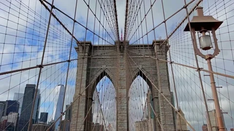 Great view of the Dumbo in Brooklyn.  Early morning in New York. Stock Footage 220321703