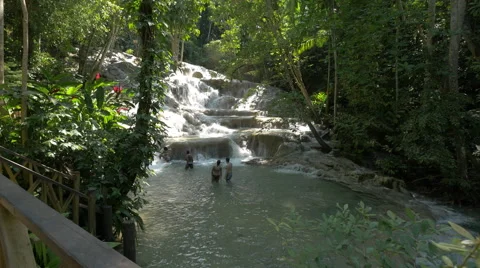 Great view at the Dunn's River Falls in Jamaica Stock Footage 50692202