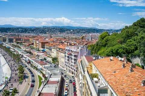 A great view to Nice and its beach from above Stock Photos