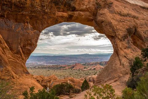 Great view on the Partition Arch in the Arches National Park Stock Photos