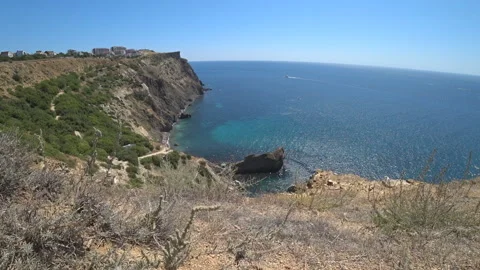 Great view of the seashore from the cliff Stock Footage 98711332