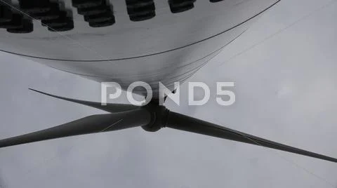 Great view of windmill, close to the spinning propeller Stock Photos
