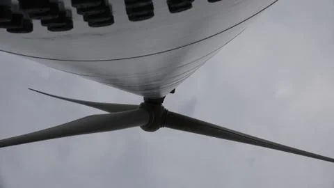 Great view of windmill, close to the spinning propeller Stock Photos
